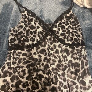 Leopard Print Lace Trim Cami